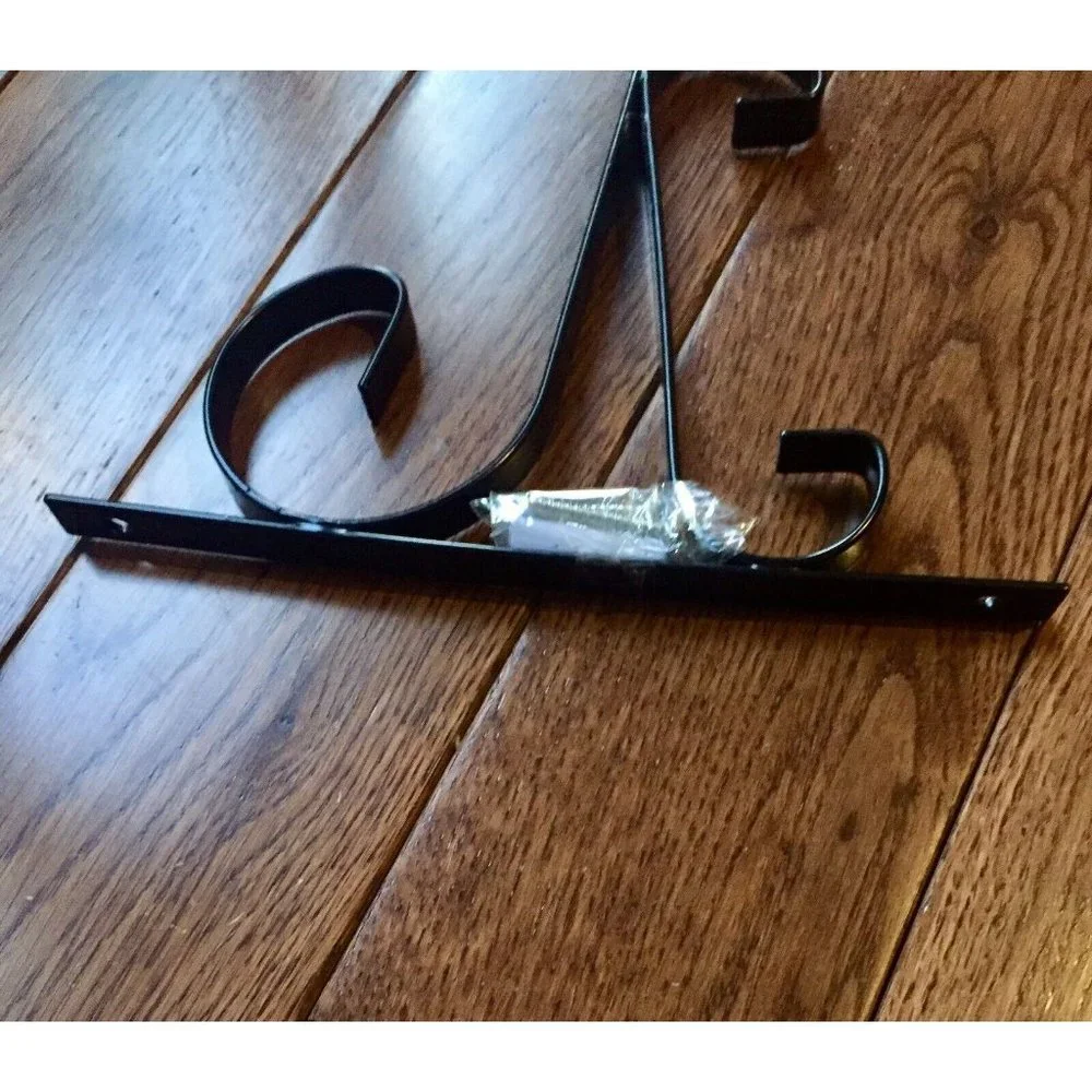 4 Flower‎ Basket Hanger Hooks Black Steel For Hanging Plants and Outdoor Decor