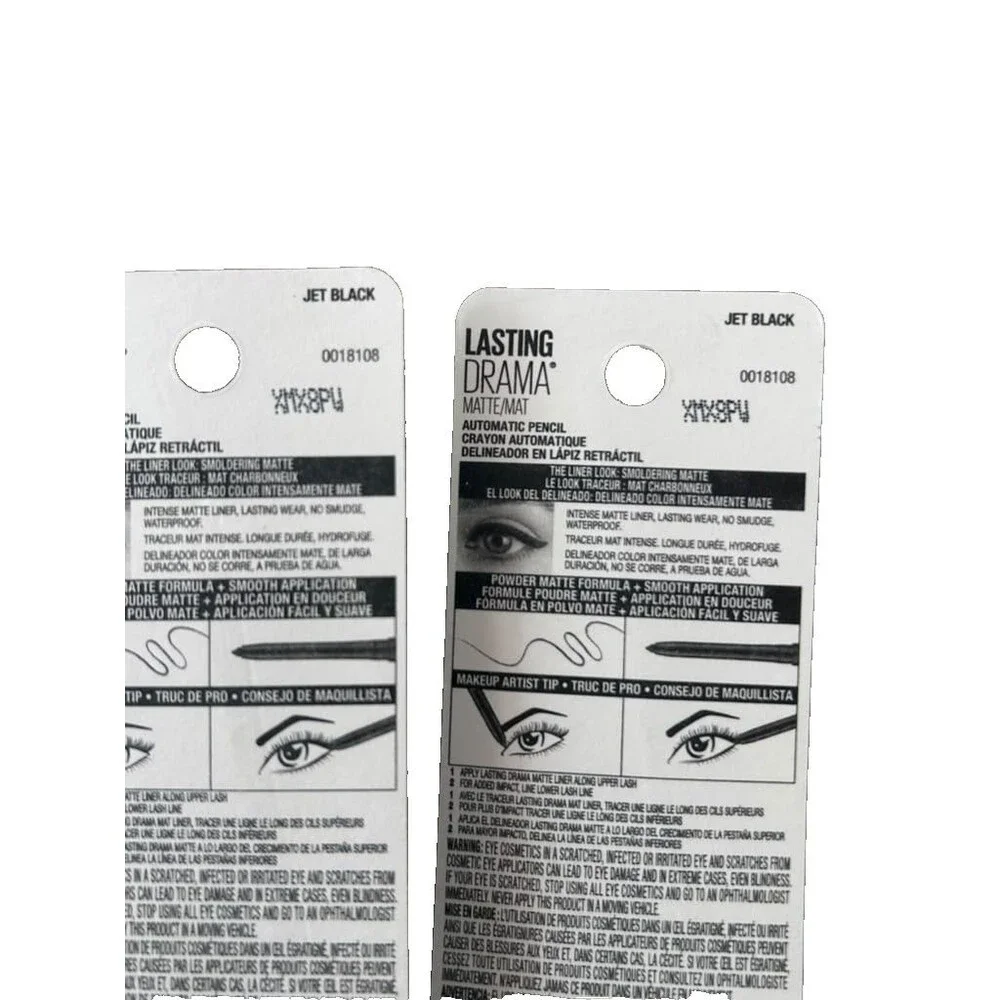 Maybelline 860 Jet Black Lasting Drama Matte Eyeliner 0.01oz 2 Pack New