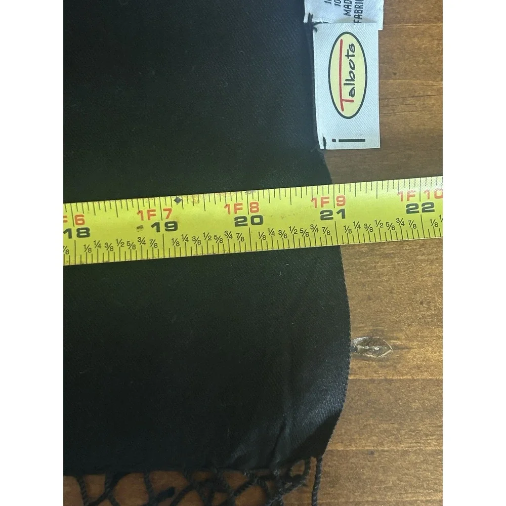 Talbots Black 100% Silk Scarf NWOT Classic 21in x 80 in