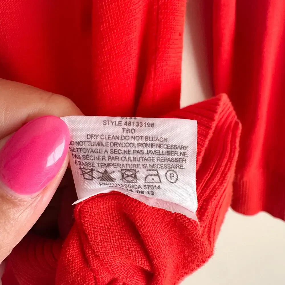 Tory Burch Red Button Front V Neck Cardigan Sweater - Small