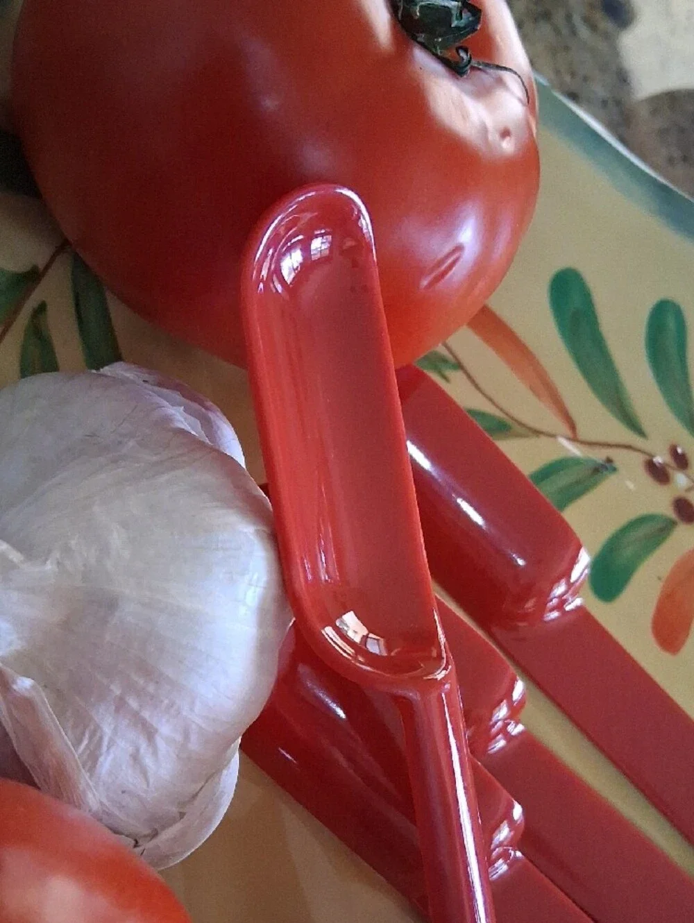 PREPARA Taco Spoon. Red Talavera. Set Of 4. Small Scrape Curved Serving Spoon.