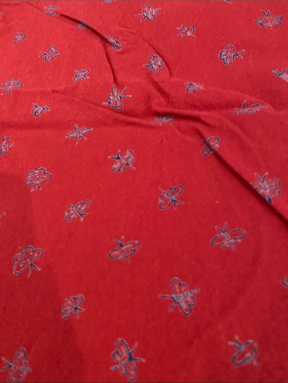 Vintage Williams Sonoma Provence Red Floral Border Tablecloth with Blue Trim