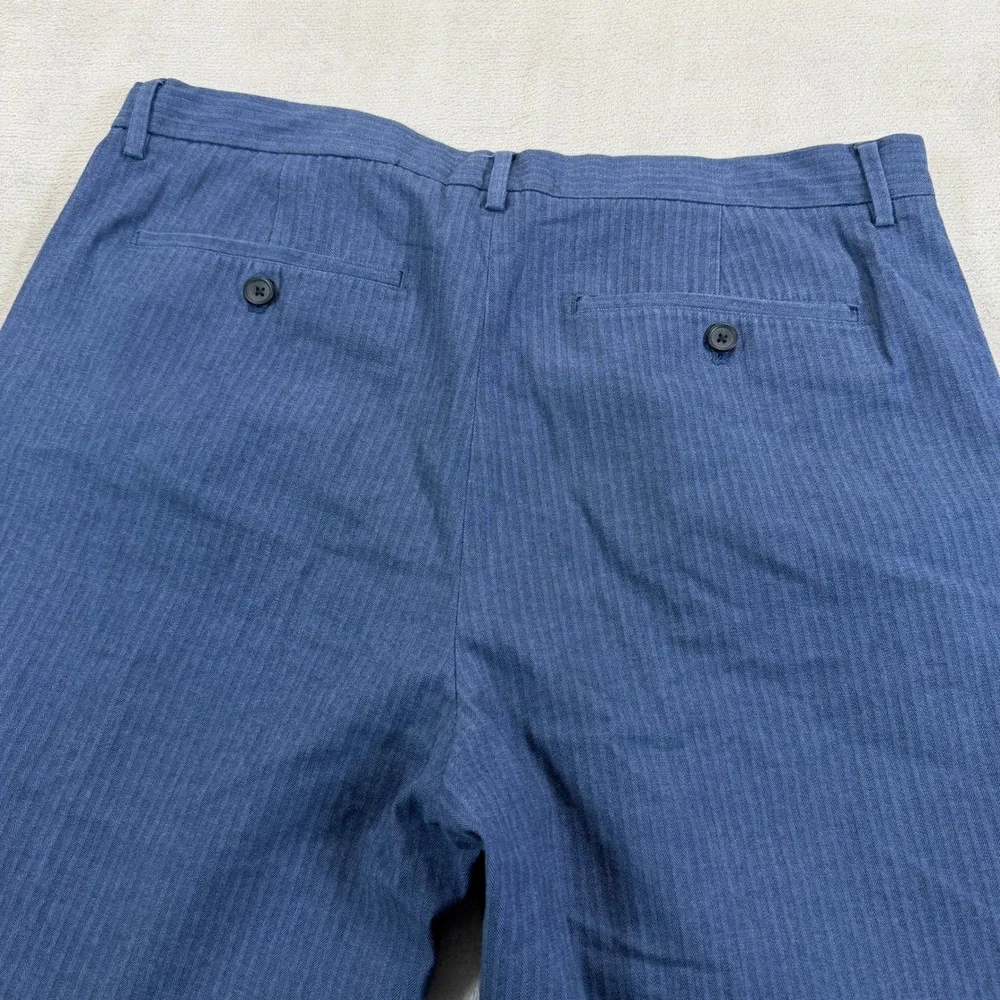 Banana Republic Mens 36x32 Slim Fit Blue Herringbone Stretch Chino Pants Casual