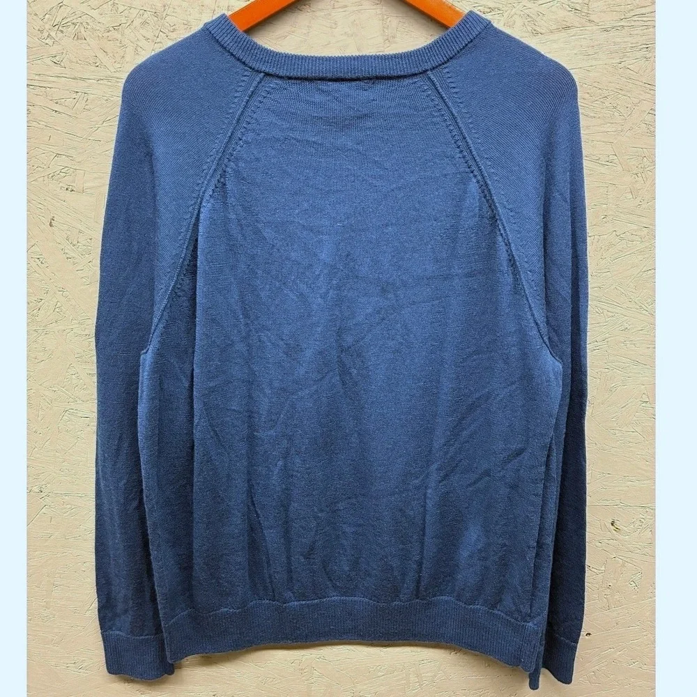 Banana Republic Merino Wool Sweater Mens XL Blue Raglan Crewneck Knit Business