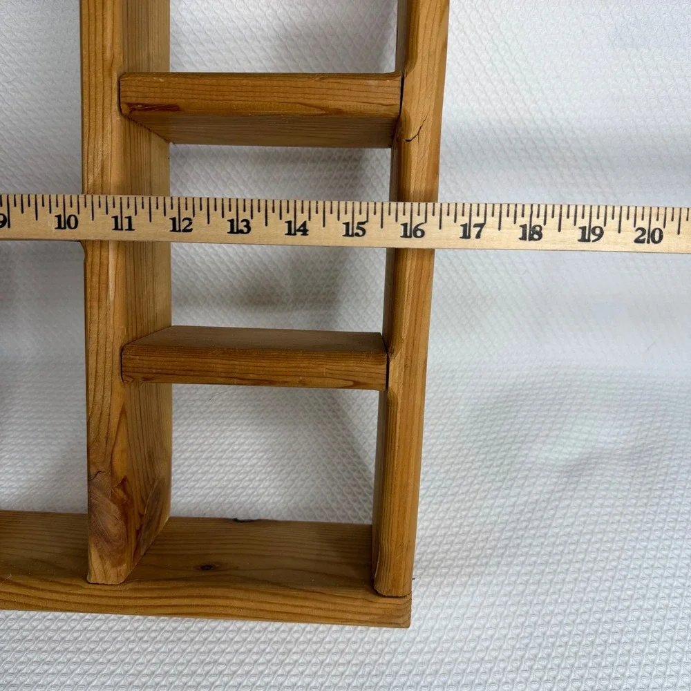 VTG 90s Pine Wood Shadow Box Trinket Wall Shelf Heart Cutouts Cottage 19x16in