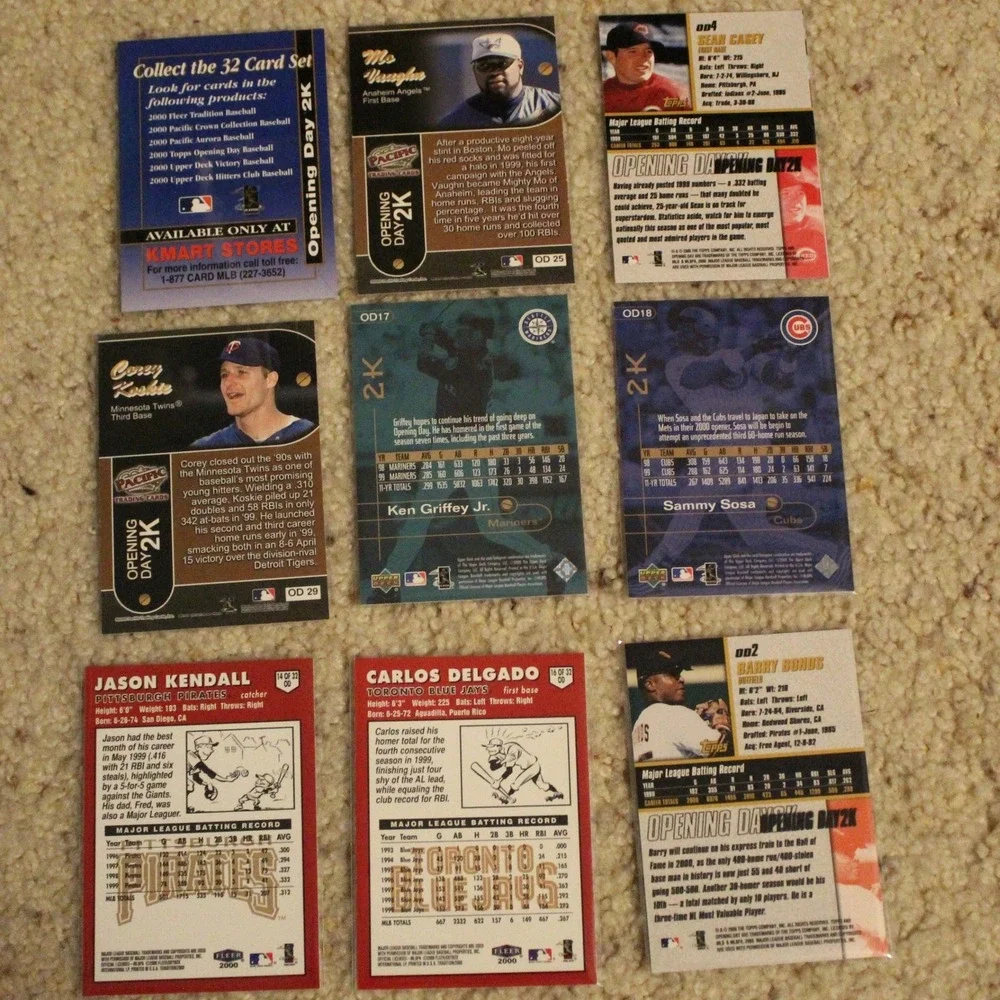 2000 Opening Day 2K Baseball Card Lot Griffey Bonds Sosa Kmart Exclusive 8pc
