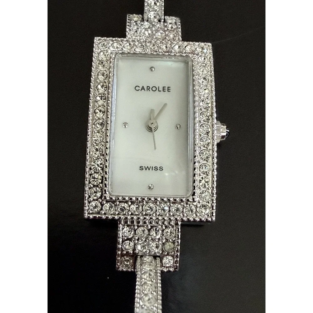 Vintage CAROLEE Swiss Quartz Rhinestone Pave Bracelet Watch