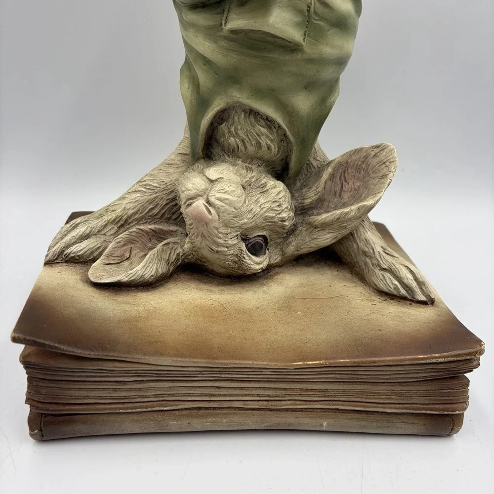 Vintage CHRISDON Rabbit Handstand on Books Figurine Whimsical Bunny Shelf Sitter