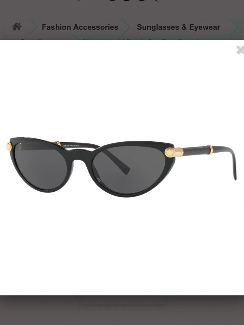 Versace V-Rock Black Cat Eye Sunglasses
