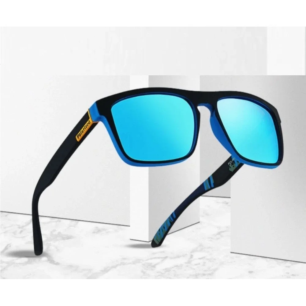 Polarized Sunglasses Women Black Blue Mirrored Lenses Square Frame UV Protection