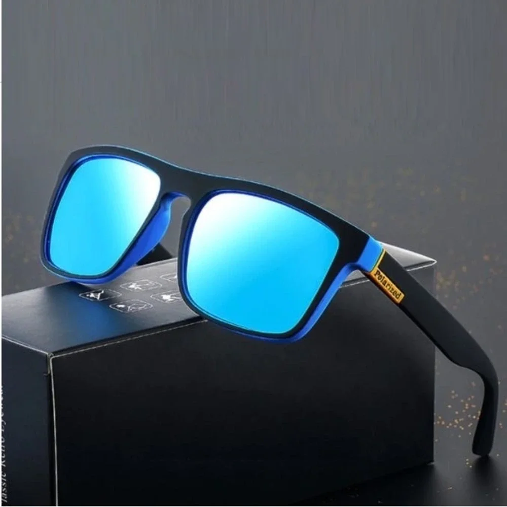 Polarized Sunglasses Women Black Blue Mirrored Lenses Square Frame UV Protection
