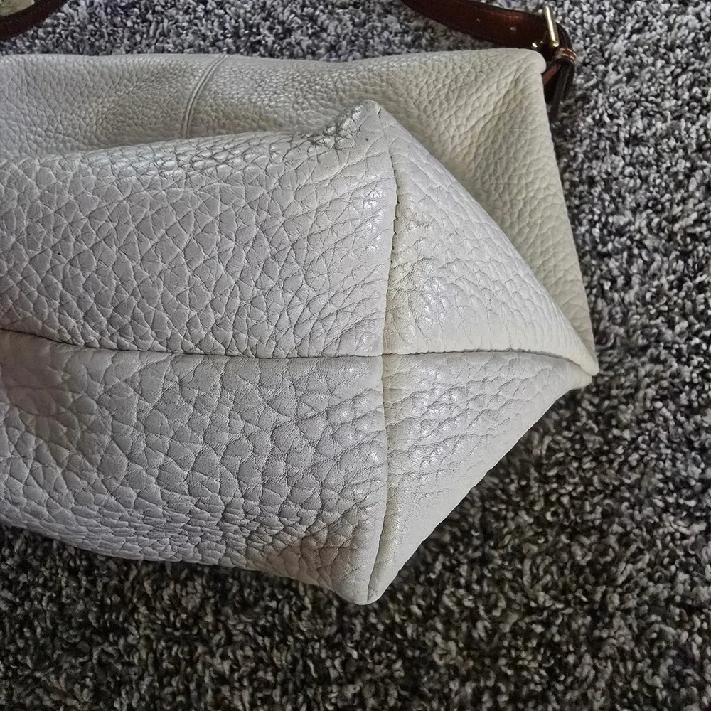Dooney & Bourke Hobo Bag Womens Large Cream Tan All Weather Leather Vintage