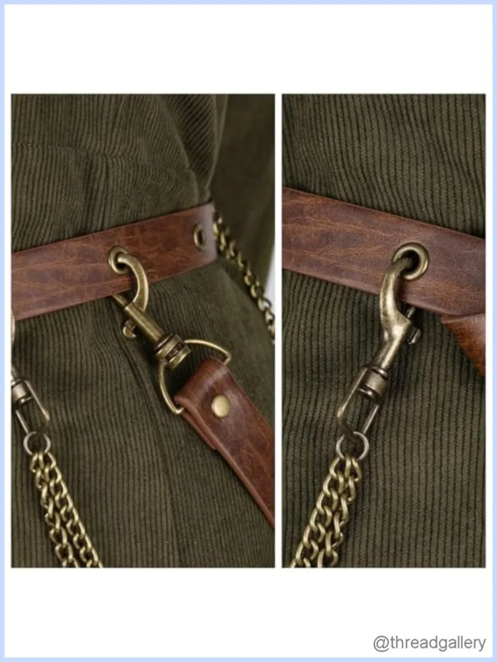 Medieval Vintage Faux Leather Belt with Pouch & Chains Adjustable Costume Belt