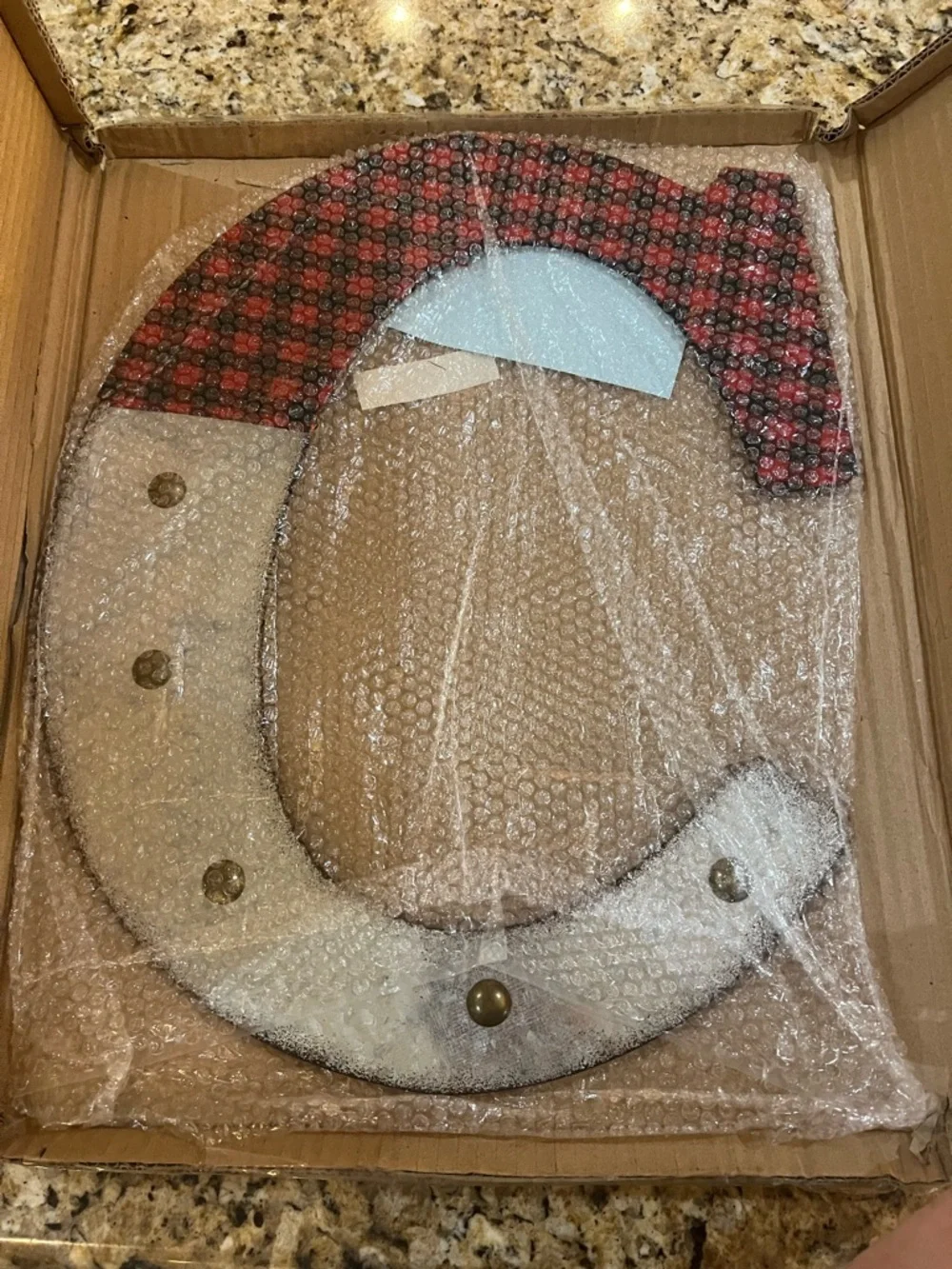 New - Glitzhome Christmas Letter “C” Wall Decor Buffalo Plaid NIB 18”