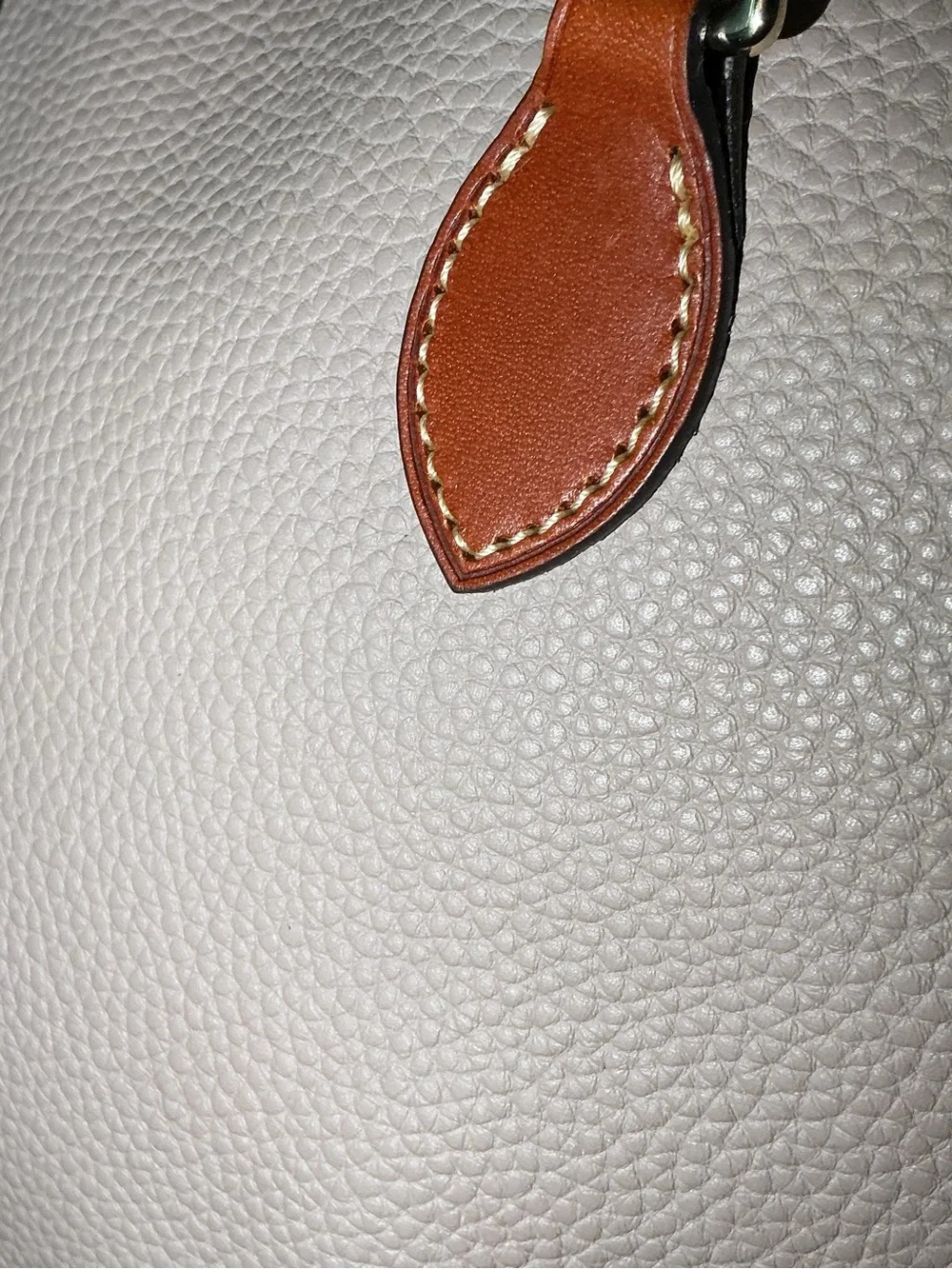 Dooney & Bourke Pebble Grain Zip Zip Dome Satchel - Oyster with British Tan Trim