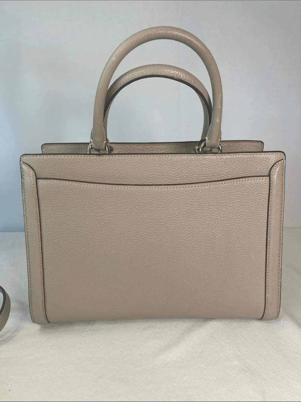 Coach 88037 Zoe Carryall Grey Birch Pebble Leather Satchel Crossbody
