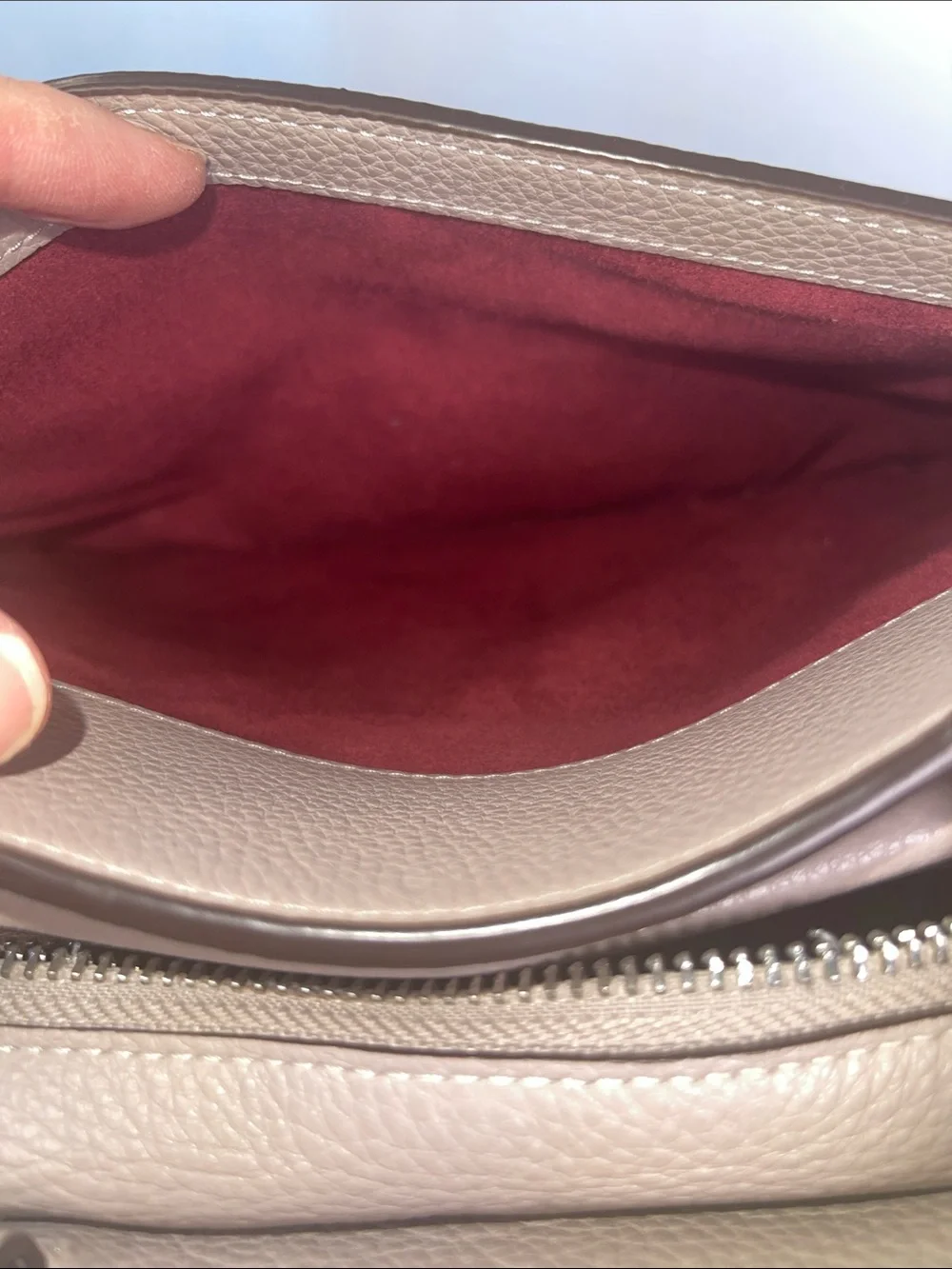 Coach 88037 Zoe Carryall Grey Birch Pebble Leather Satchel Crossbody