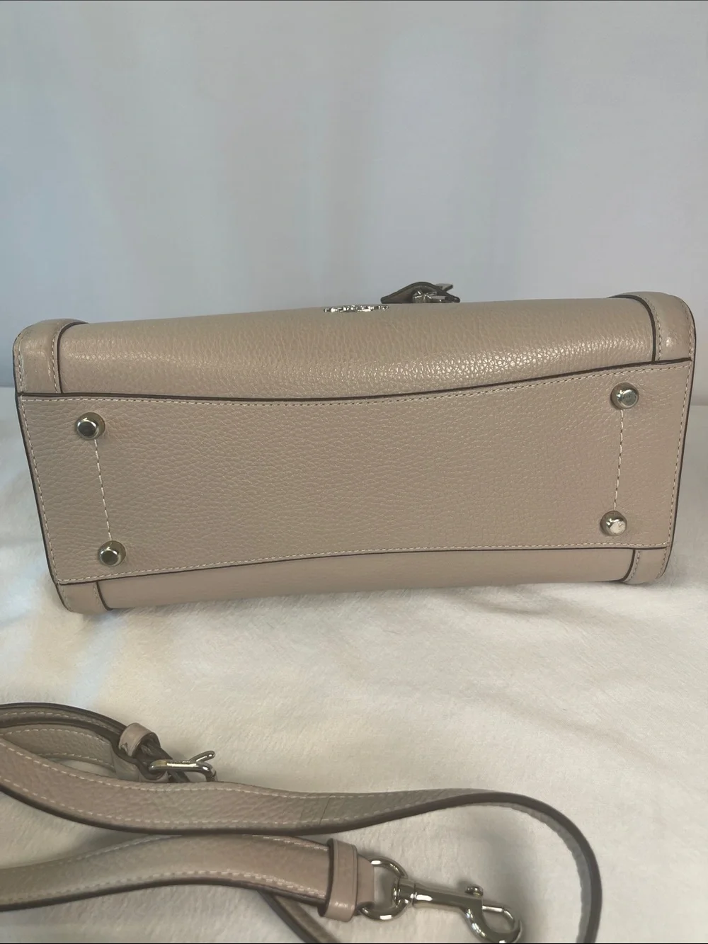 Coach 88037 Zoe Carryall Grey Birch Pebble Leather Satchel Crossbody