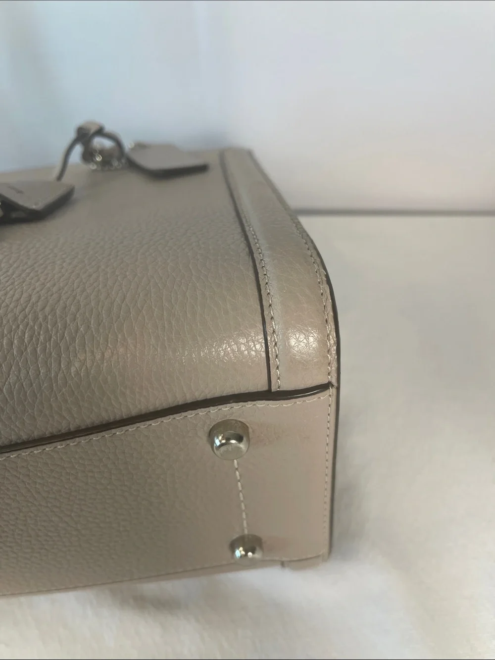 Coach 88037 Zoe Carryall Grey Birch Pebble Leather Satchel Crossbody