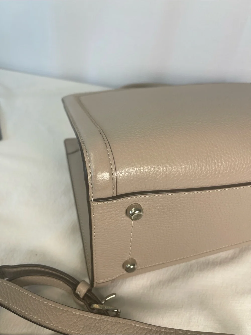 Coach 88037 Zoe Carryall Grey Birch Pebble Leather Satchel Crossbody