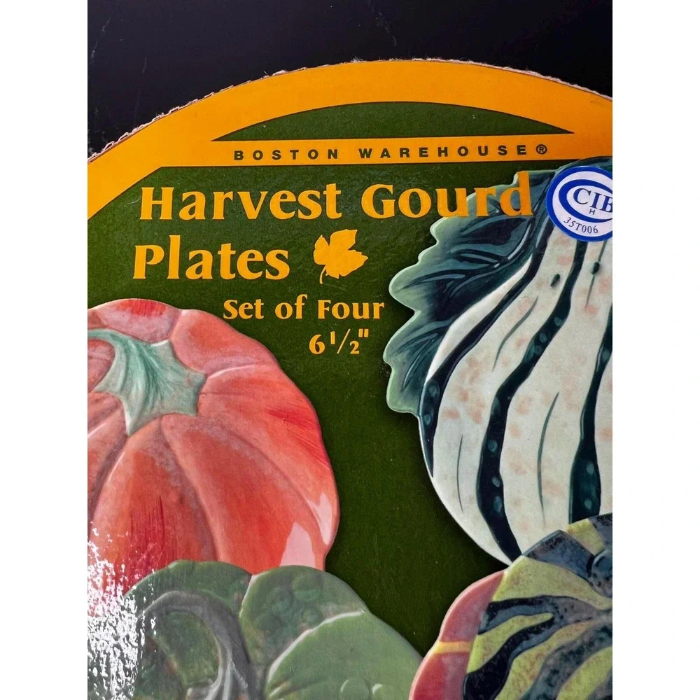 Boston Warehouse Harvest Gourd Plates Multicolor Pumpkin Set of 4 6.5in 07425