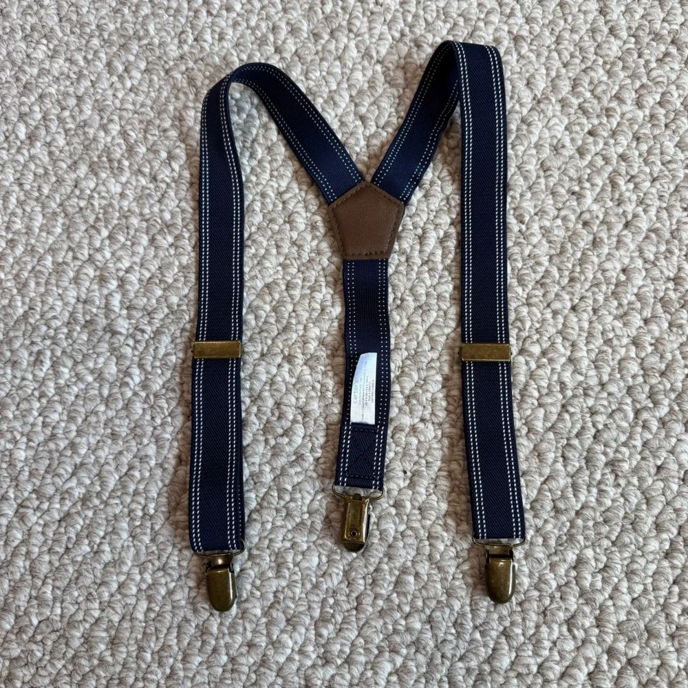 Carters Kids Navy Blue Pinstripe Y-Back Adjustable‎ Suspenders One Size