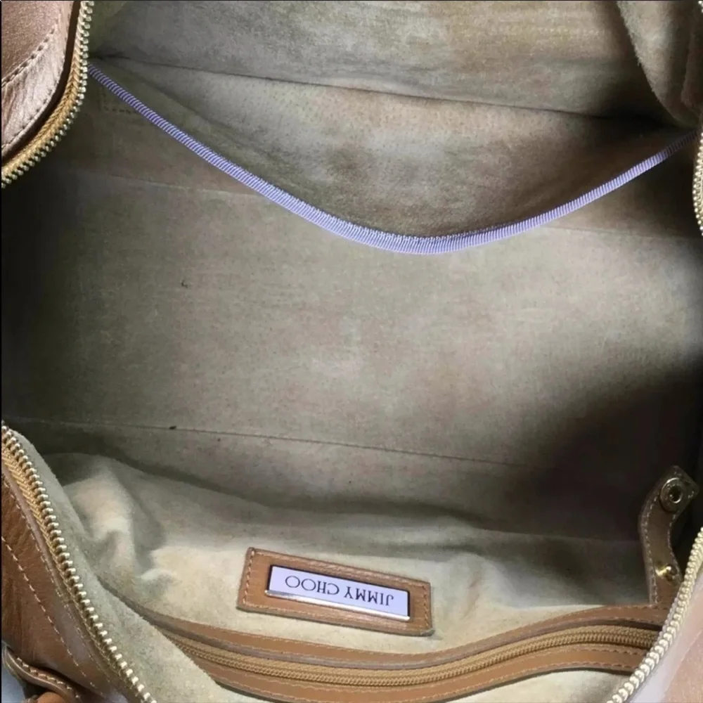 JIMMY CHOO Leather Tahula Hillary Tan Doctor Bag