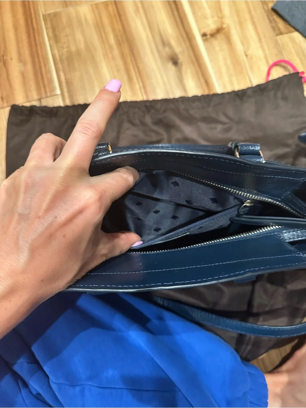 kate spade navy pebbled leather crossbody satchel
