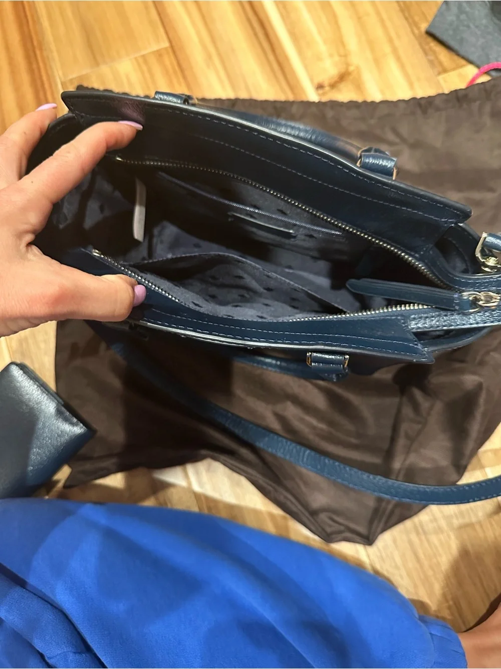 kate spade navy pebbled leather crossbody satchel