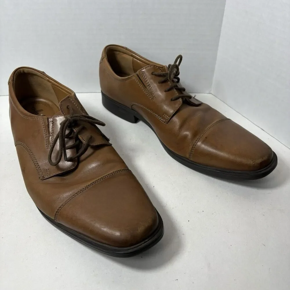 Clarks Collection Shoes Mens Size 11.5 Brown Oxfords Dress Whiddon Cap 15770‎ F2