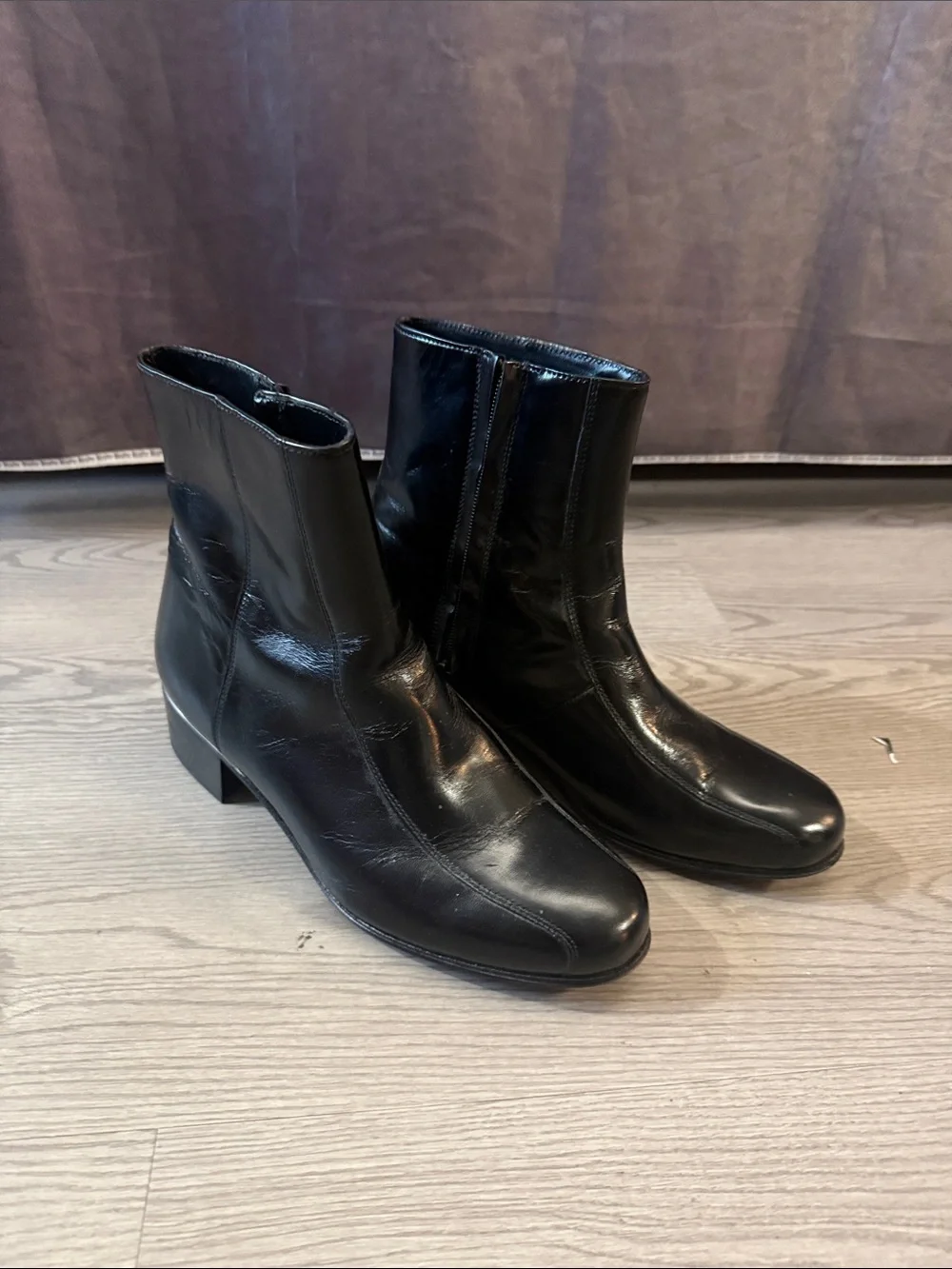 Black Leather Men's Florsheim Duke Ankle Boots - Classic Zip Closure