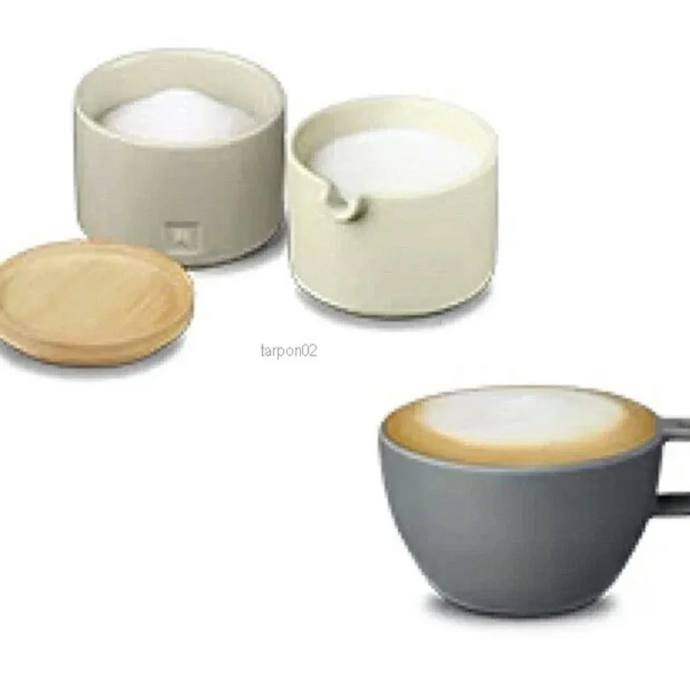 Set 3/Nespresso Cream+Sugar Stackable Serving Set+Barista Cappuccino Mug NIB 🌟