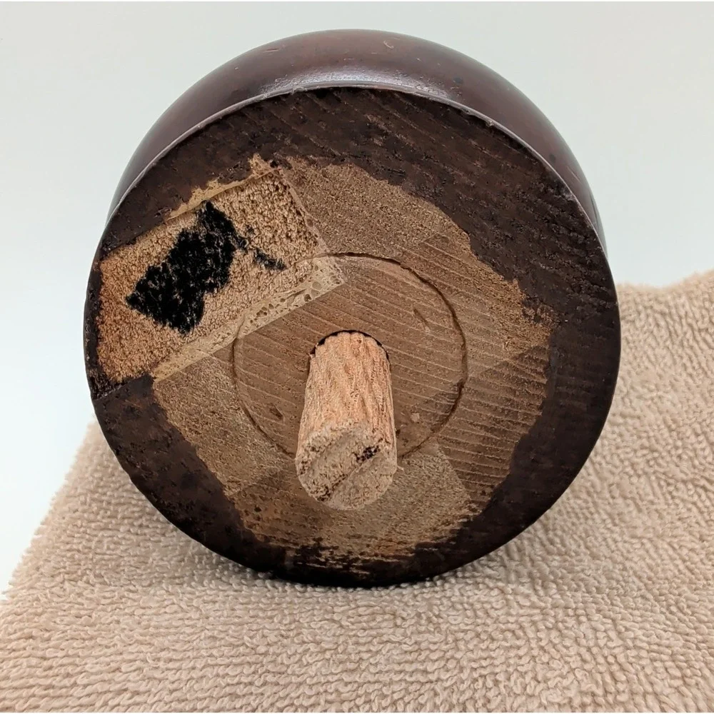 Vtg Wood Bed Post Curtain Rod Finial Dark Brown Stain Turned Wooden Dowel Tiered