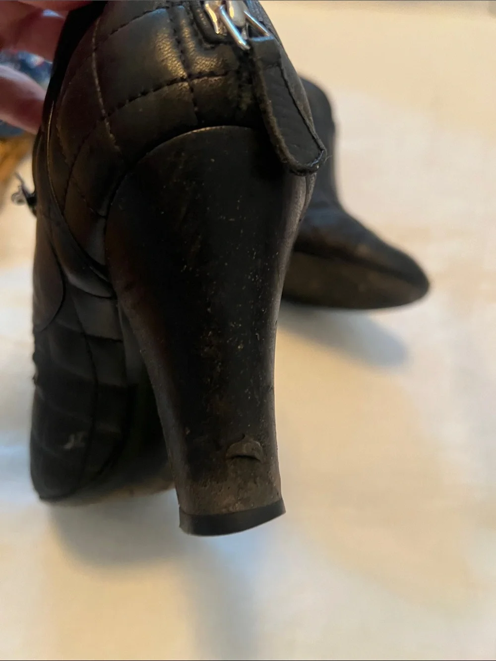 CHANEL Black Quilted Leather Ankle Booties with Silver CC Hardware
