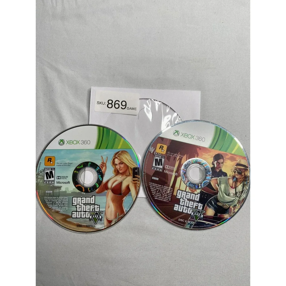 Grand Theft Auto V GTA 5 Xbox 360 2-Disc Set Install & Play Discs Only