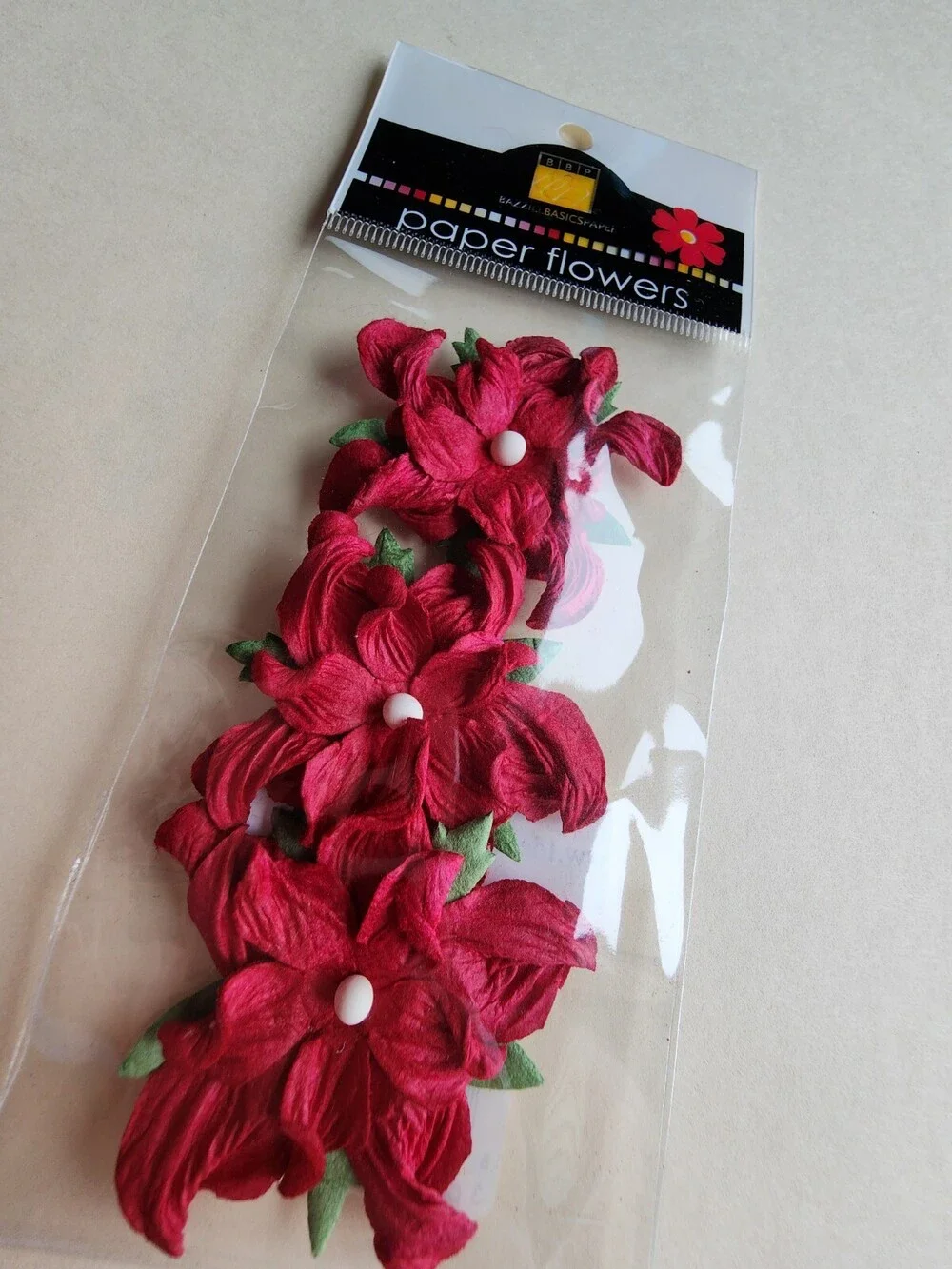 NEW BBP Bazzill Basic Paper Flowers Ruby Slipper 2