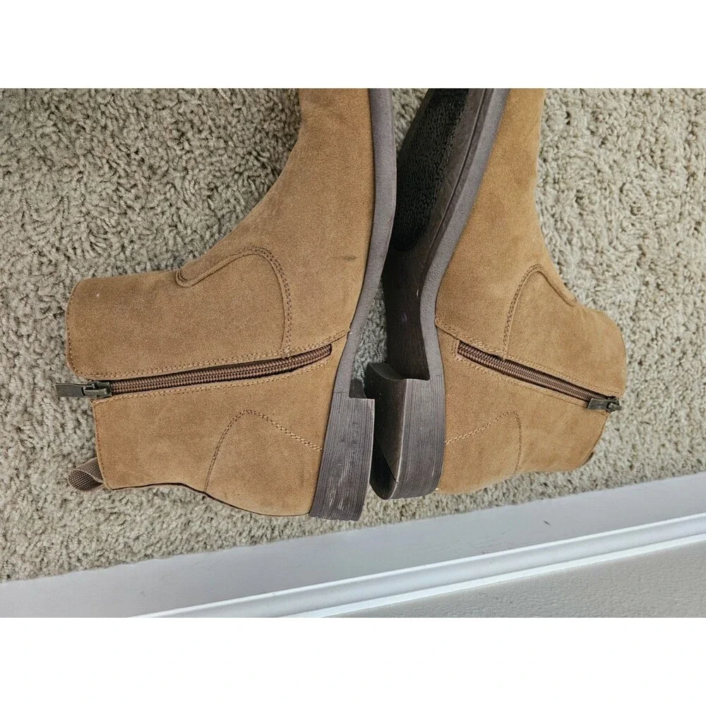 Jonsen Milan Mens 10M Tan Brown Suede Amy Side Zip Ankle Booties Shoes