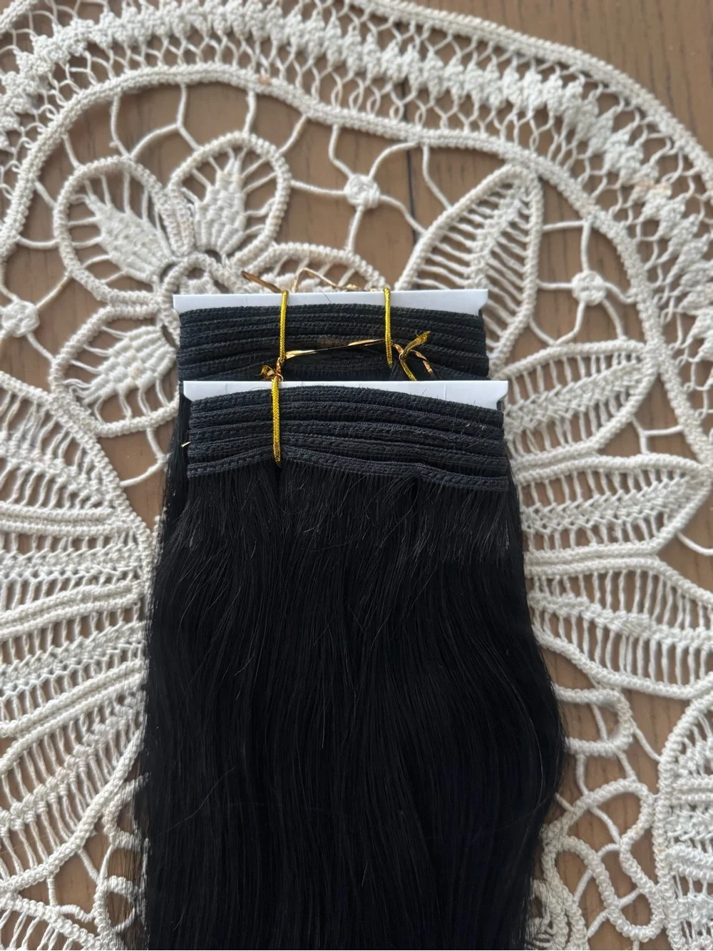 100% Human Hair Weft Extensions 16” Black Straight 100g