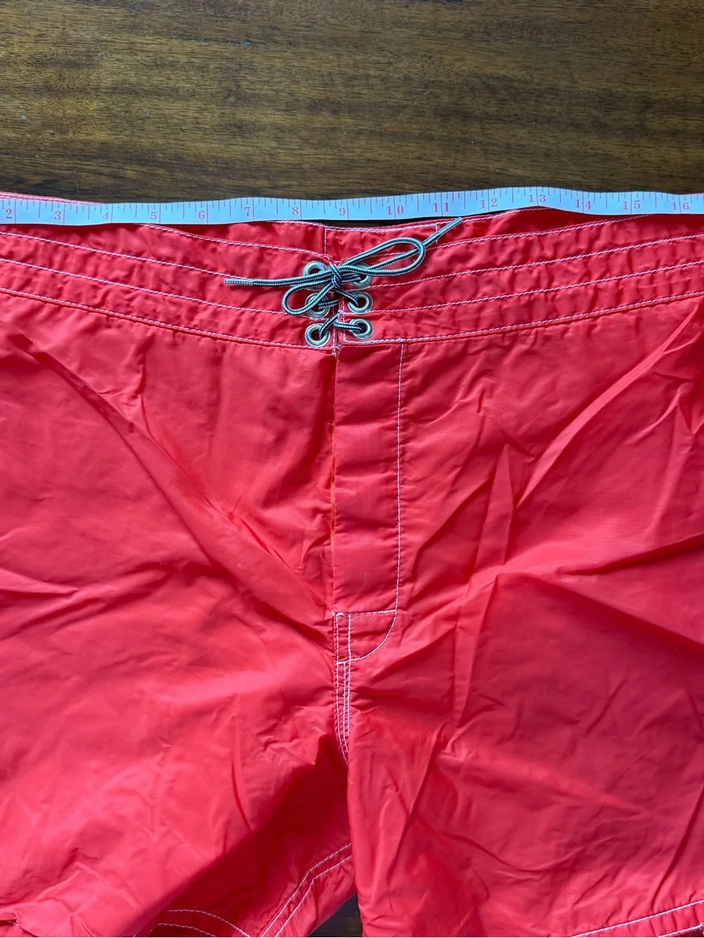 Vintage Birdwell Beach Britches BoardShorts Red Nylon 90s Made in USA Size 36