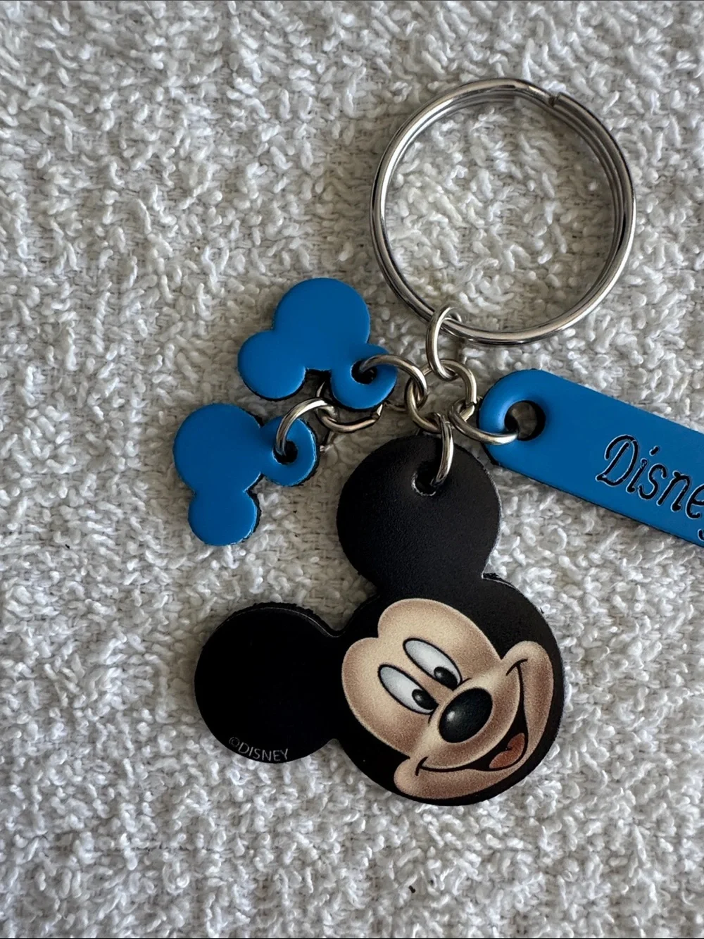 Disney Mickey Mouse Black and Blue Disneyland Leather Keychain Bag Charm