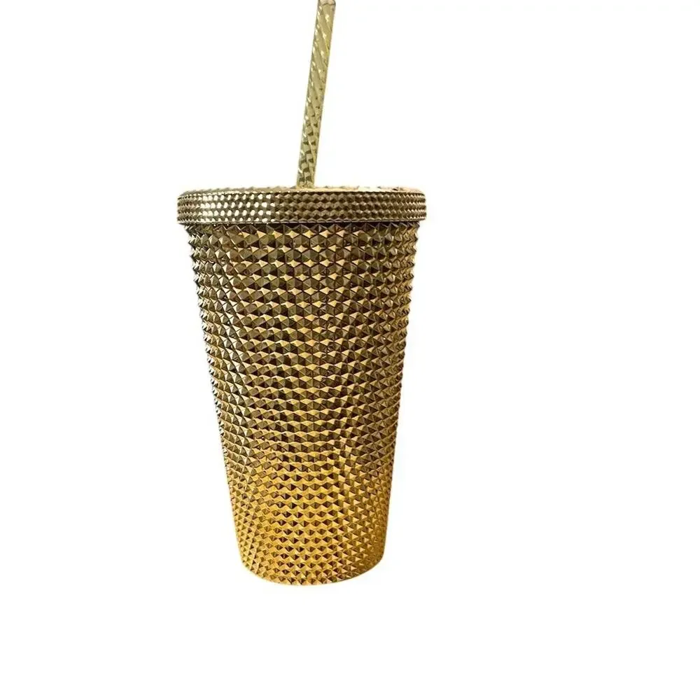Starbucks Gold Studded Cold Cup Tumbler w/ Lid & Straw 16 oz Holiday 2022