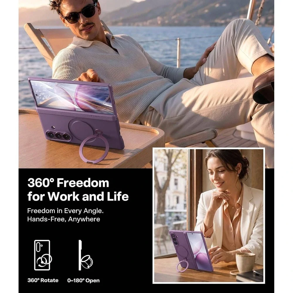 TORRAS Case Galaxy Z Fold 8 Ultra Purple NEW Magnetic Stand Hinge Protection