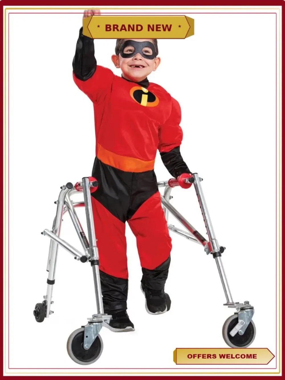 Disney Incredibles Dash Adaptive Costume Toddler 3T-4T Jumpsuit Padded Muscle