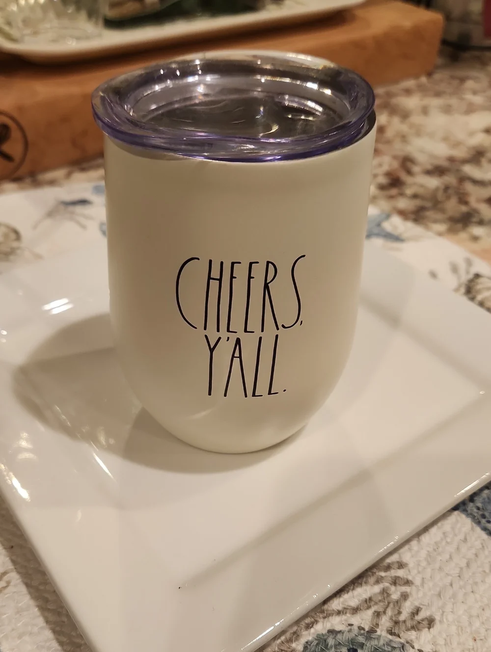RAE DUNN. Cheers Y'all Cream Insulated Wine Tumbler with Lid