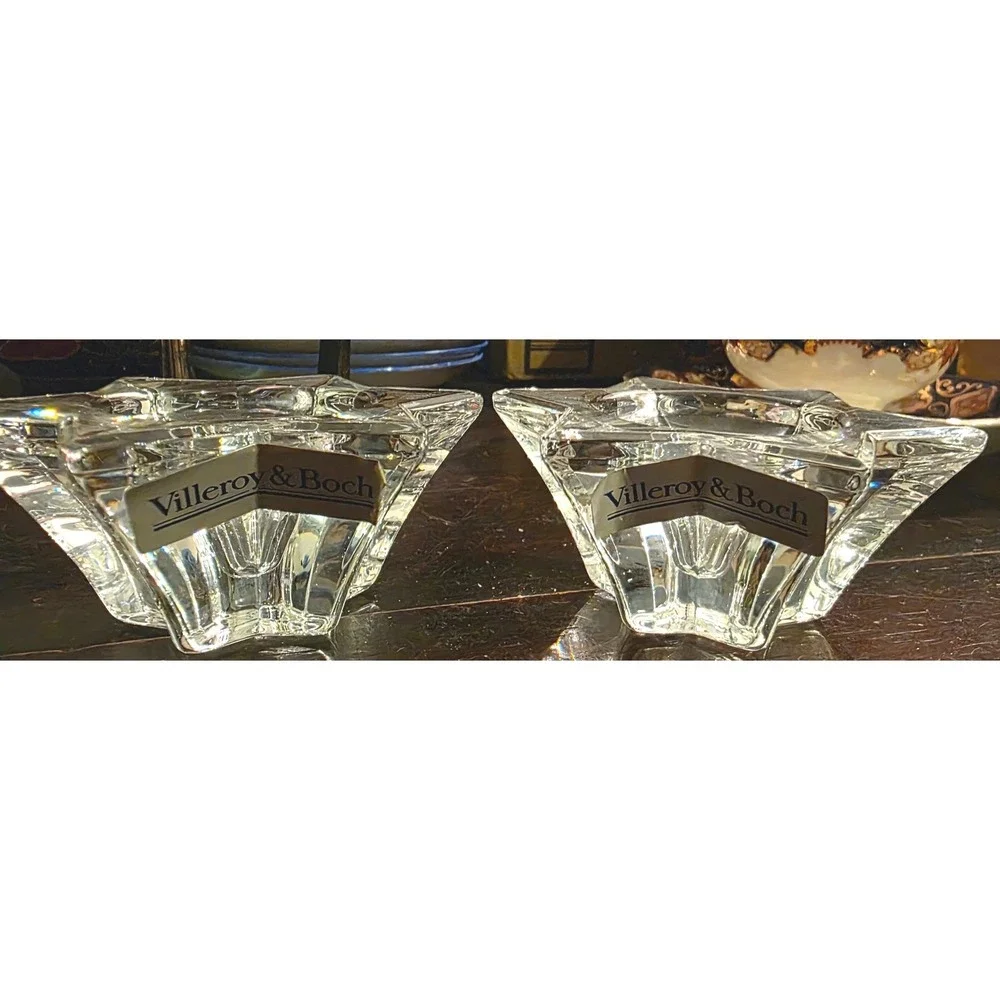 Candle Holder Villeroy & Boch Crystal Star Pair Clear