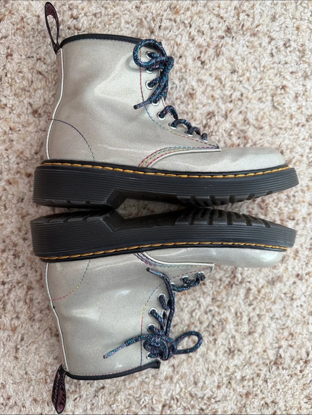 Kids Dr Martens Silver Boots Size 13