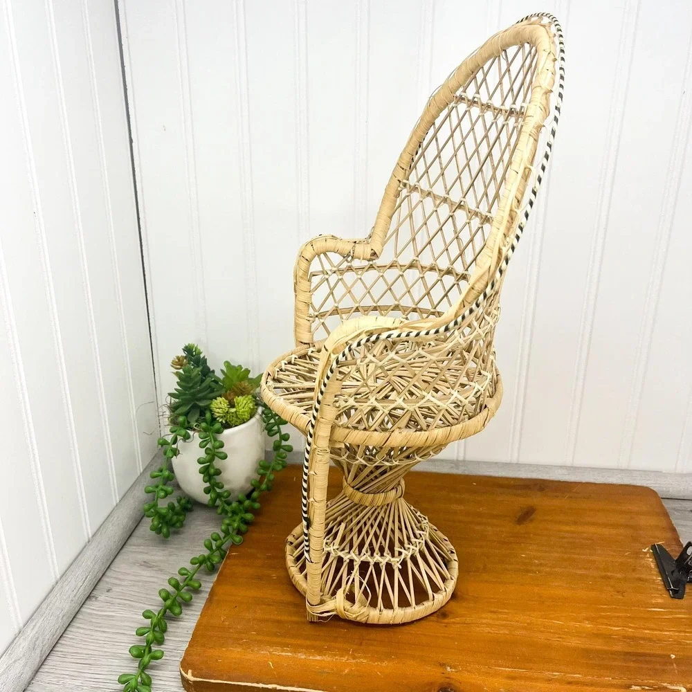 Vintage Wicker Peacock Doll Chair‎ – Miniature Plant Holder