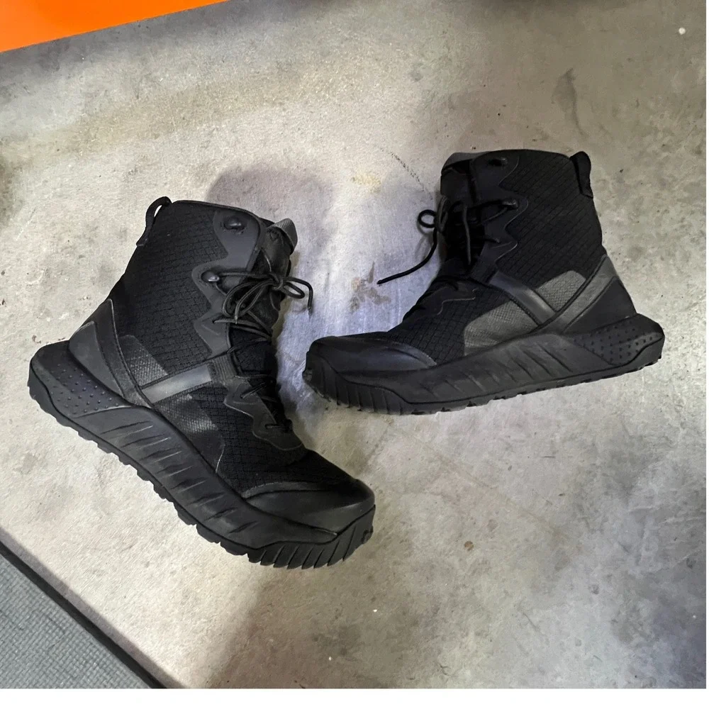 Under Armour Micro G Valsetz Tactical Boots Mens 7.5 Black Mid Top Zip