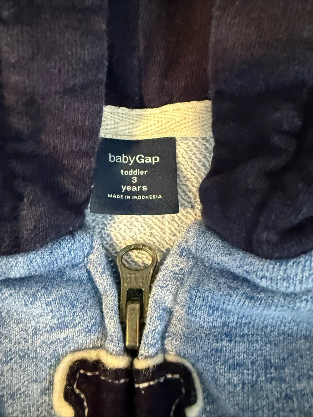 Baby Gap Toddler Boy Colorblock Fleece Zip Hoodie Blue Navy 3T