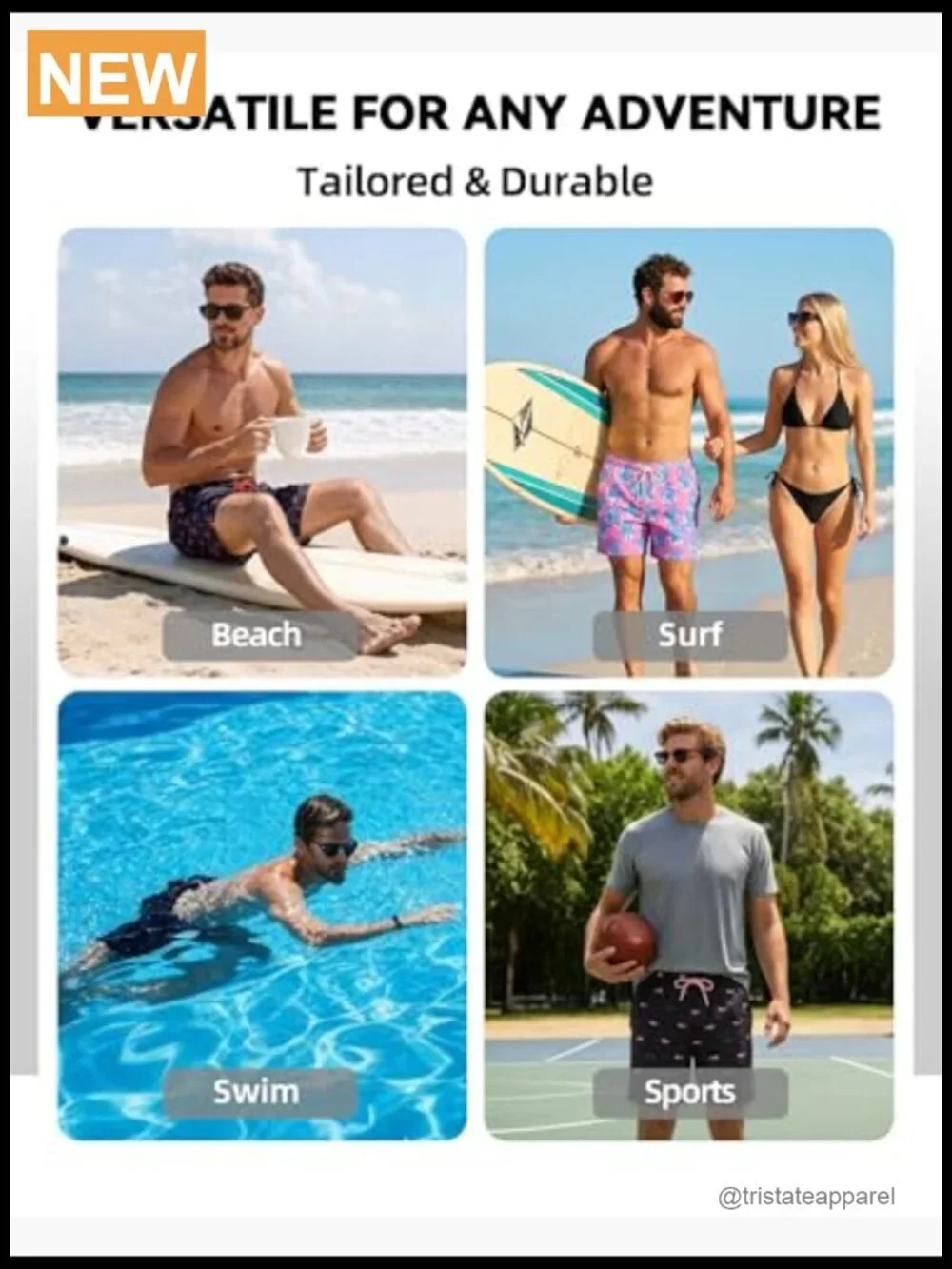 Mens Swim Trunks 7in Quick Dry 2 in 1 with Zipper Pockets